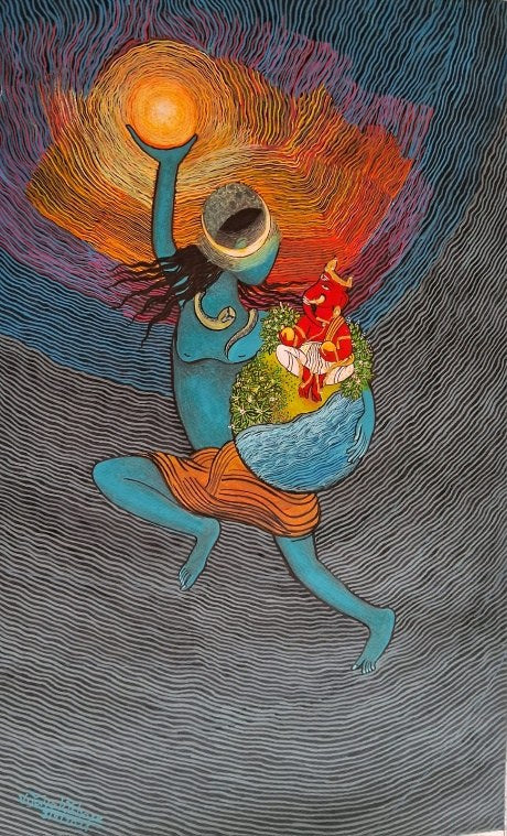 The Lord of Om and the Son of Earth — original watercolour painting