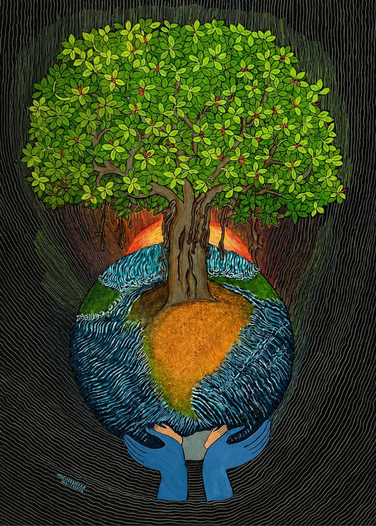 The Tree Holds the Earth — original watercolour painting