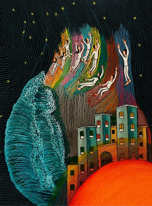 Ascension Over the City — original watercolour painting